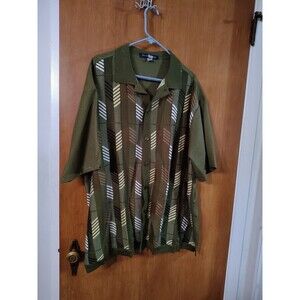 Michael Irvin 88 Men Shirt XXL Zig Zag Stripe Knit Button Front Short Sleeve 90s